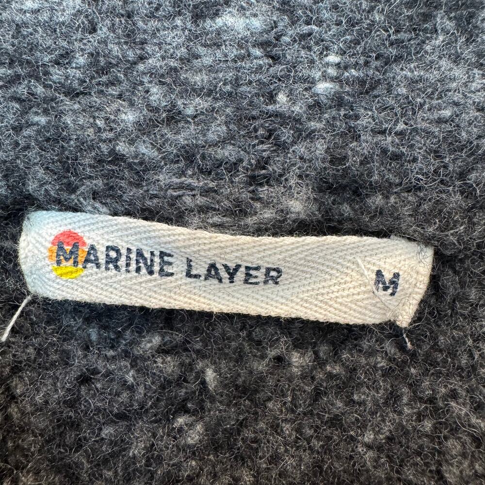 Marine Layer Maurice Merino Wool Blend Shawl Cardigan - Charcoal Gray Unisex- M - Picture 3 of 11